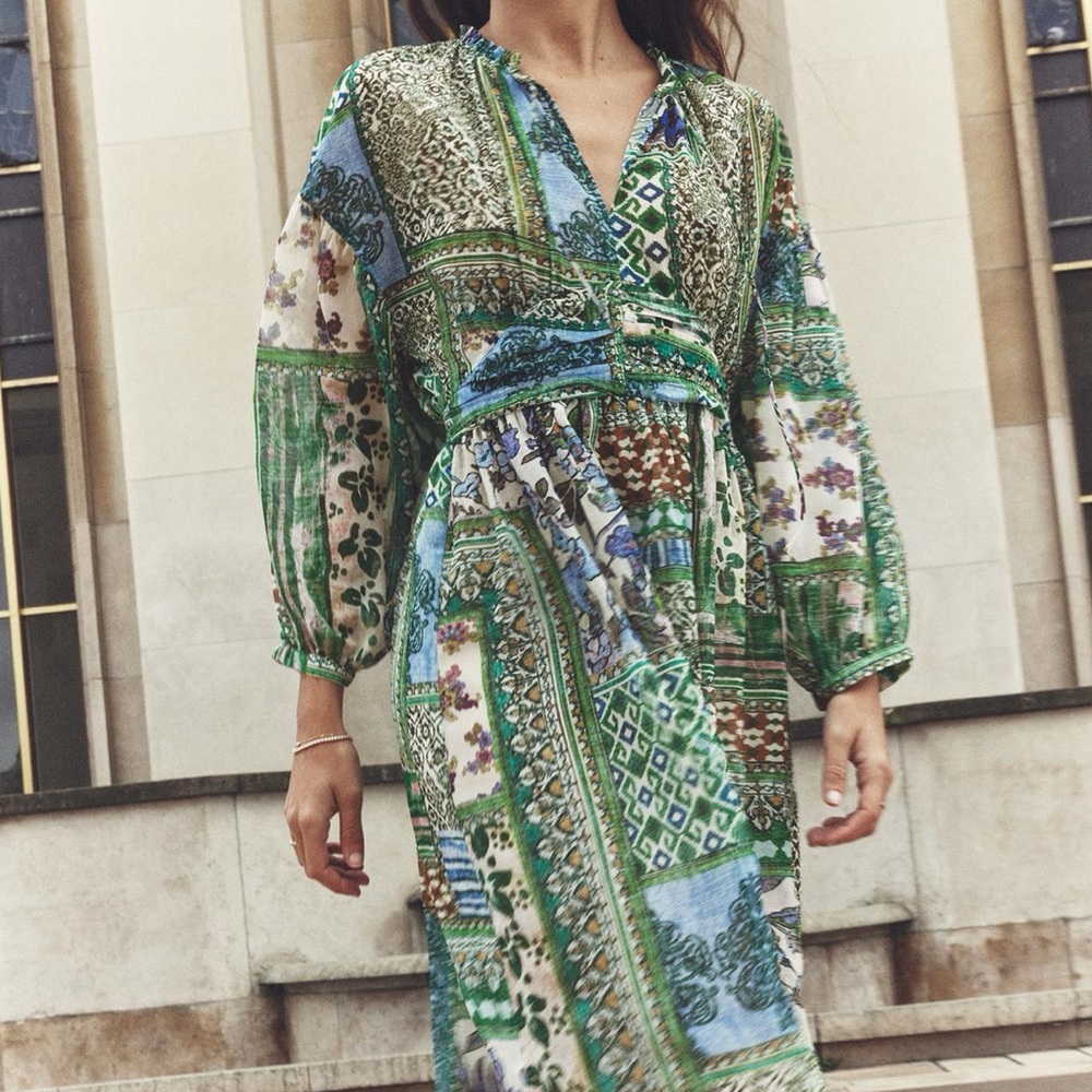 Zara Patchwork Midi Dress